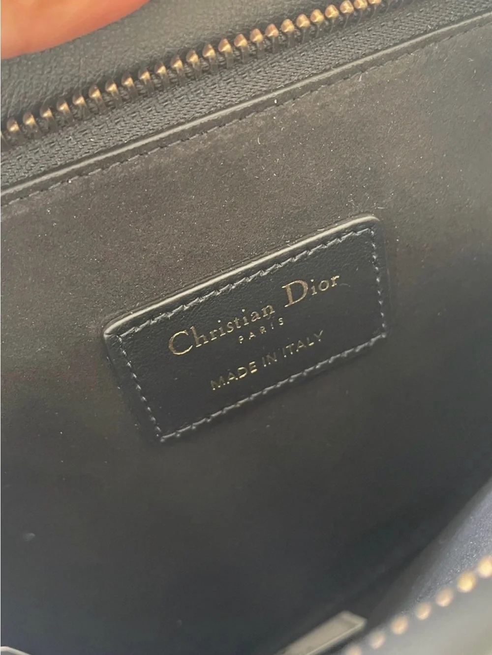 Dior Black Embossed Leather Messenger Pouch